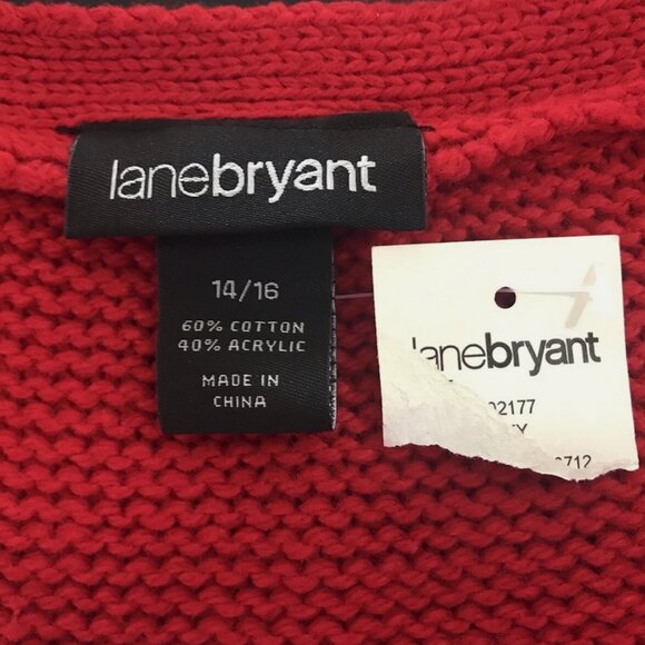 LANE BRYANT Red Cable Knit Sweater NWT Size 14/16 Vee Neck - Picture 3 of 5